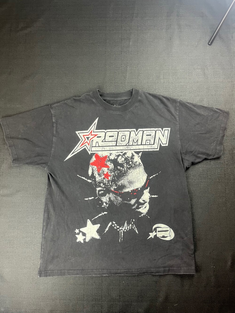 Rodman Medium Black Cotton T-Shirt Graphic Print Short Sleeve